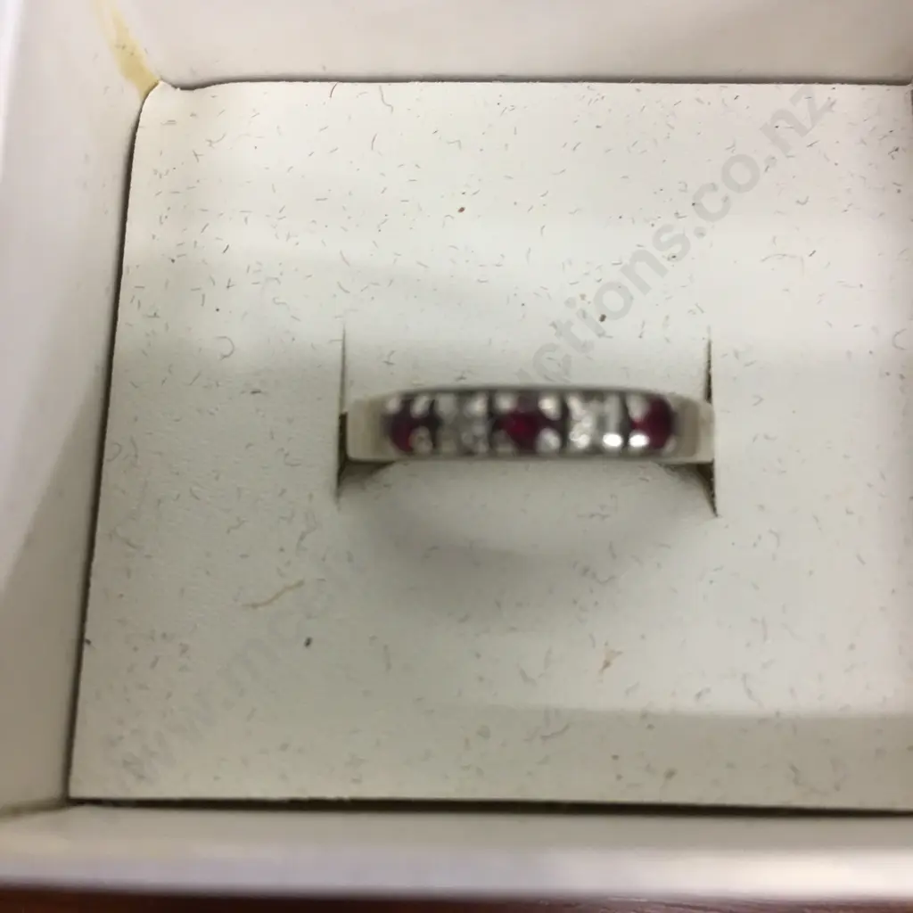 Ruby & Clear Stone Ring Stamped 925 Image 1++